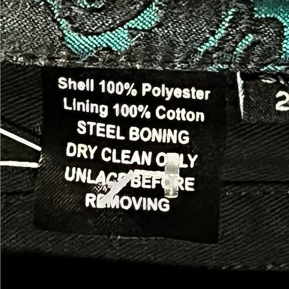 Elegant Green Brocade Full Corset with Metal Hook Clasps NWT - Picture 7 of 9